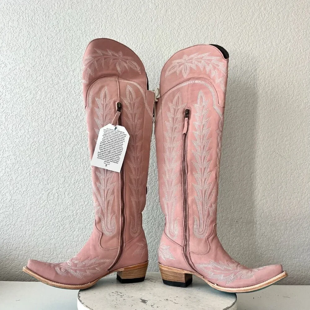 Lane LEXINGTON Over the Knee Womens Cowboy Boots 7.5 Pink Western Cowgirl Tall